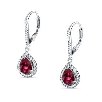 Pear Teardrop Earrings Simulated Ruby 925 Sterling Silver Wholesale